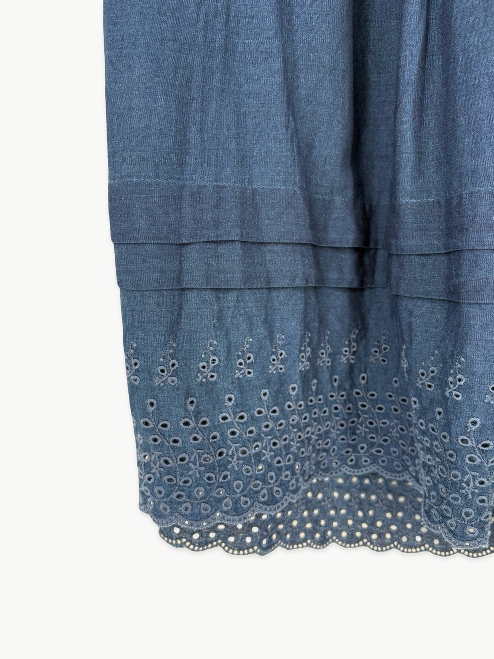 Gap × DÔEN Eyelet Midi Skirt Size Medium Indigo Blue Cotton A-Line Cottagecore - Picture 11 of 14